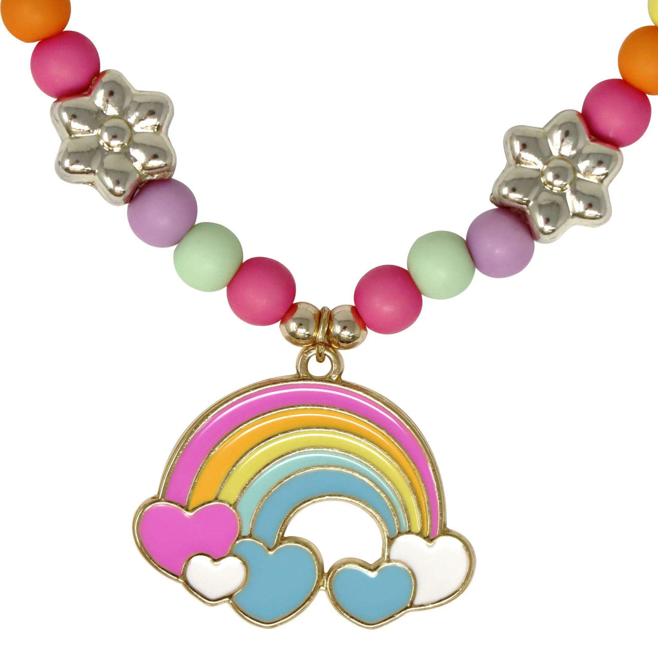 Pink Poppy – Daisy Rainbow Necklace and Bracelet Set