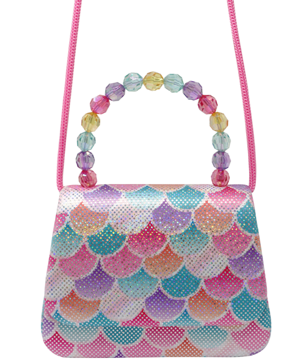 Pink Poppy Shimmering Mermaid Scale Hard Handbag