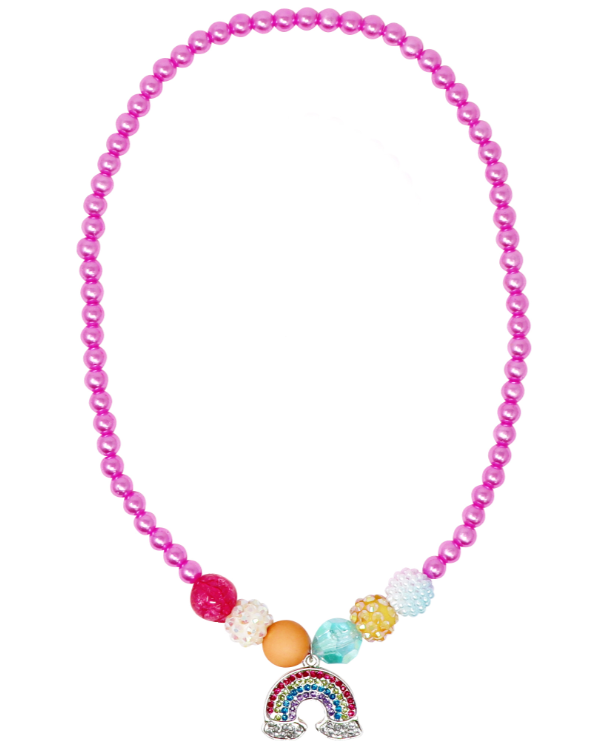 Pink Poppy  Rainbow Necklace and Bracelet Set