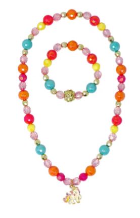Pink Poppy - Unicorn Rainbow Charm Necklace/Braclet Set 