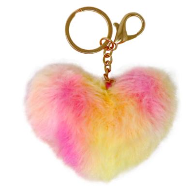 Pink Poppy - Fluffy Heart Keyring  