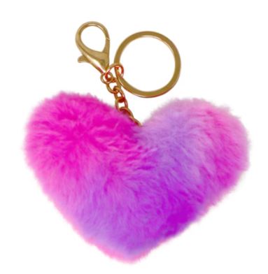 Pink Poppy - Fluffy Heart Keyring  