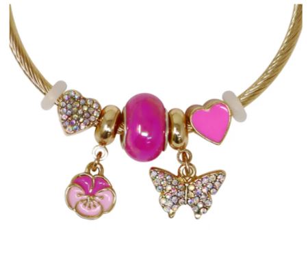 Pink Poppy - Butterfly Charm Braclet  