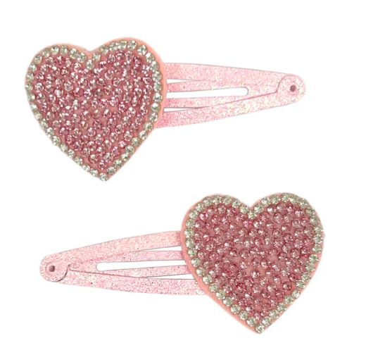 Pink Poppy Pink Rhinestone Heart Hair Clip