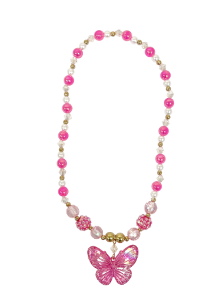 Pink Poppy Butterfly Necklace