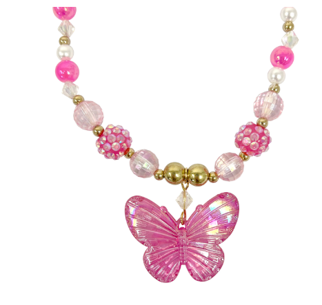 Pink Poppy Butterfly Necklace