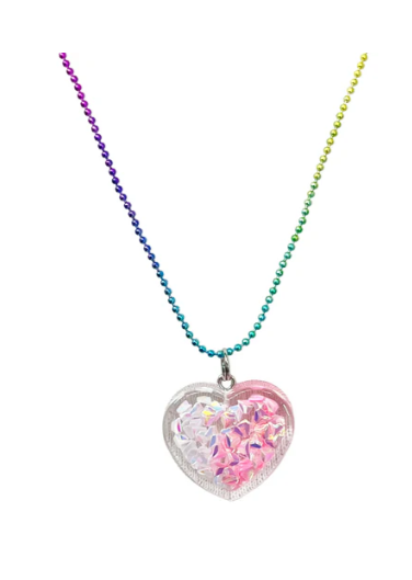 Pink Poppy Mermaid Heart Necklace