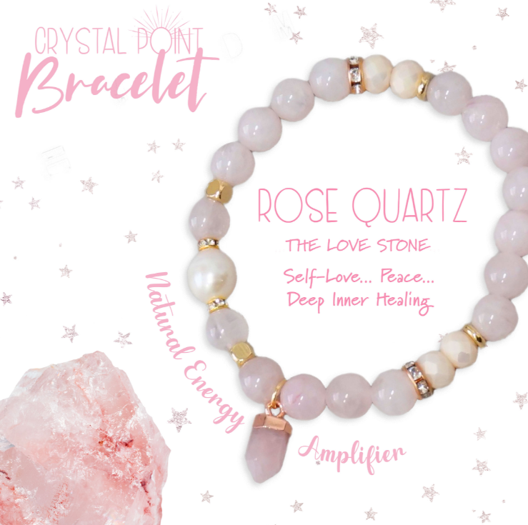 Lisa Pollock Crystal Point Charm Bracelet - Rose Quartz